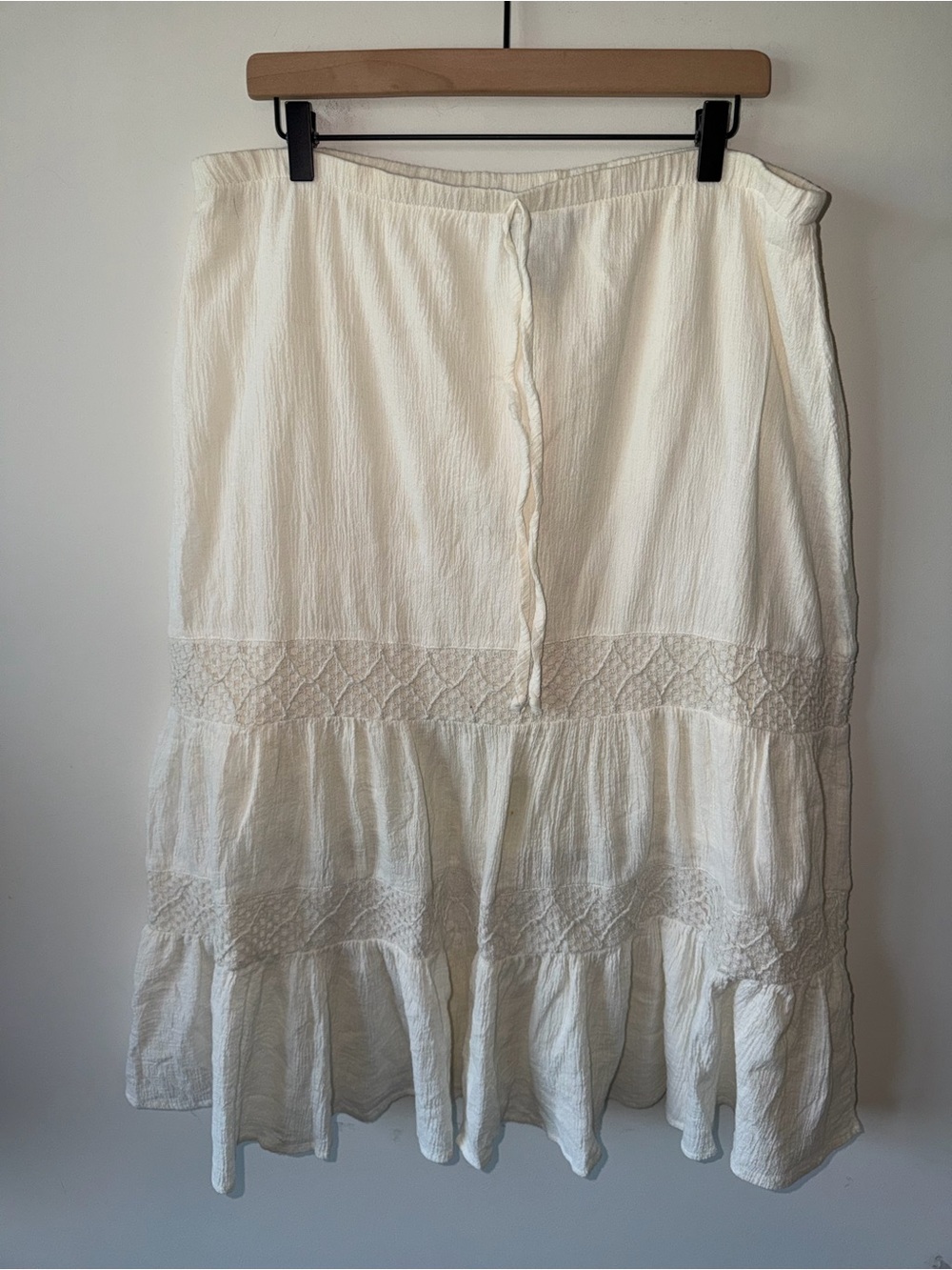 Elementz Ivory Tiered 100% Cotton Midi Skirt Peasant Boho